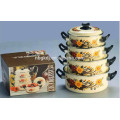 5pcs impression autocollant safty émailware pinnacle casserole ensemble